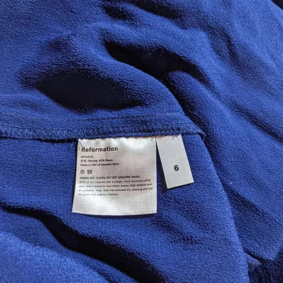 Reformation Blue Christina Midi Slit Dress Sleeveless Square Neckline XS - Picture 6 of 9